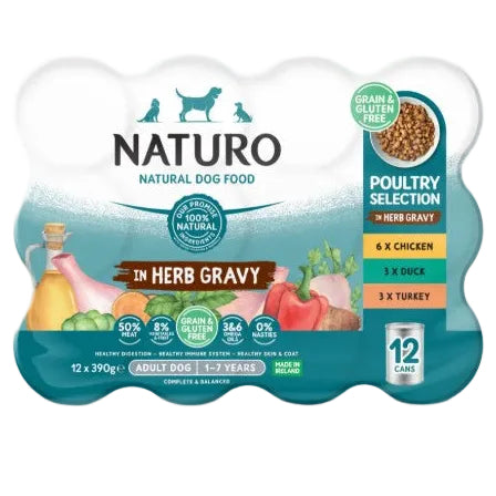 Naturo: Poultry Selection Cans In Herb Gravy 12x390gm